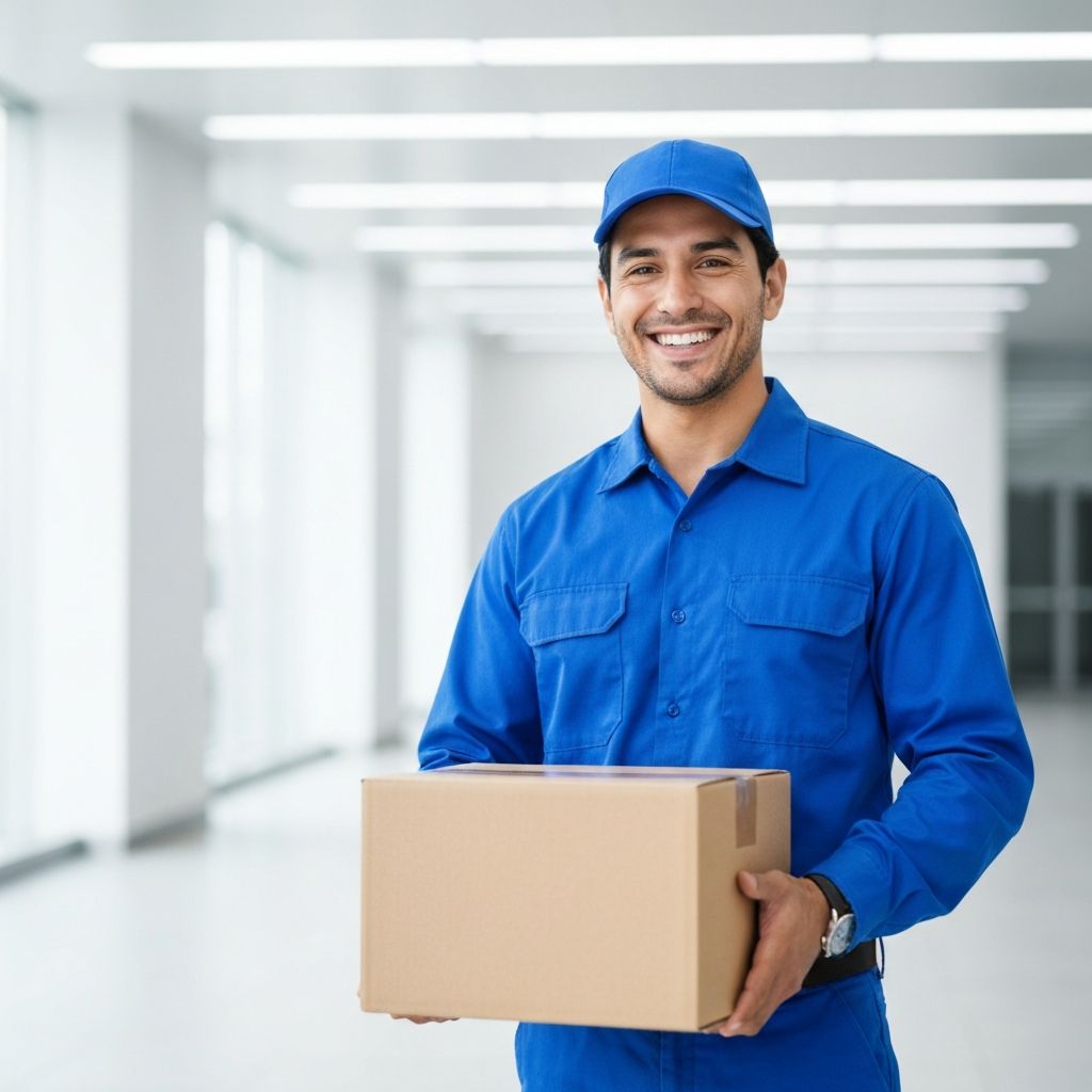 Delivery person with package